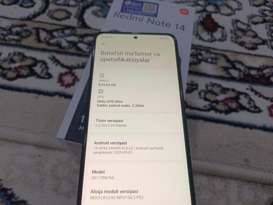 Redmi note 14 yangi holatda