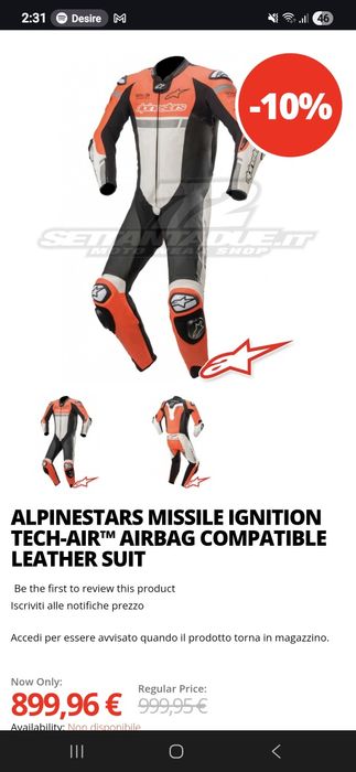 Alpinestar Missile Ignition Tech-air 52