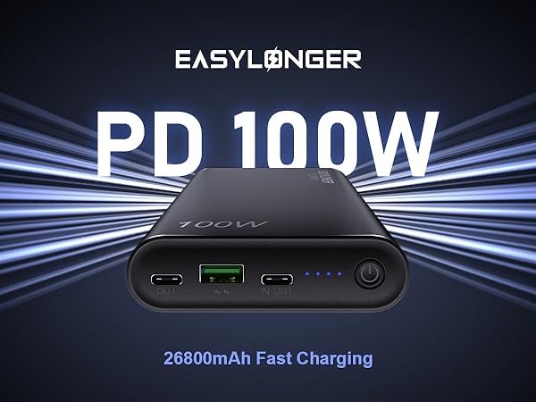 EASYLONGER 26800mAh 133W PowerBank за лаптоп/PD 100W USB-C Fast Charge