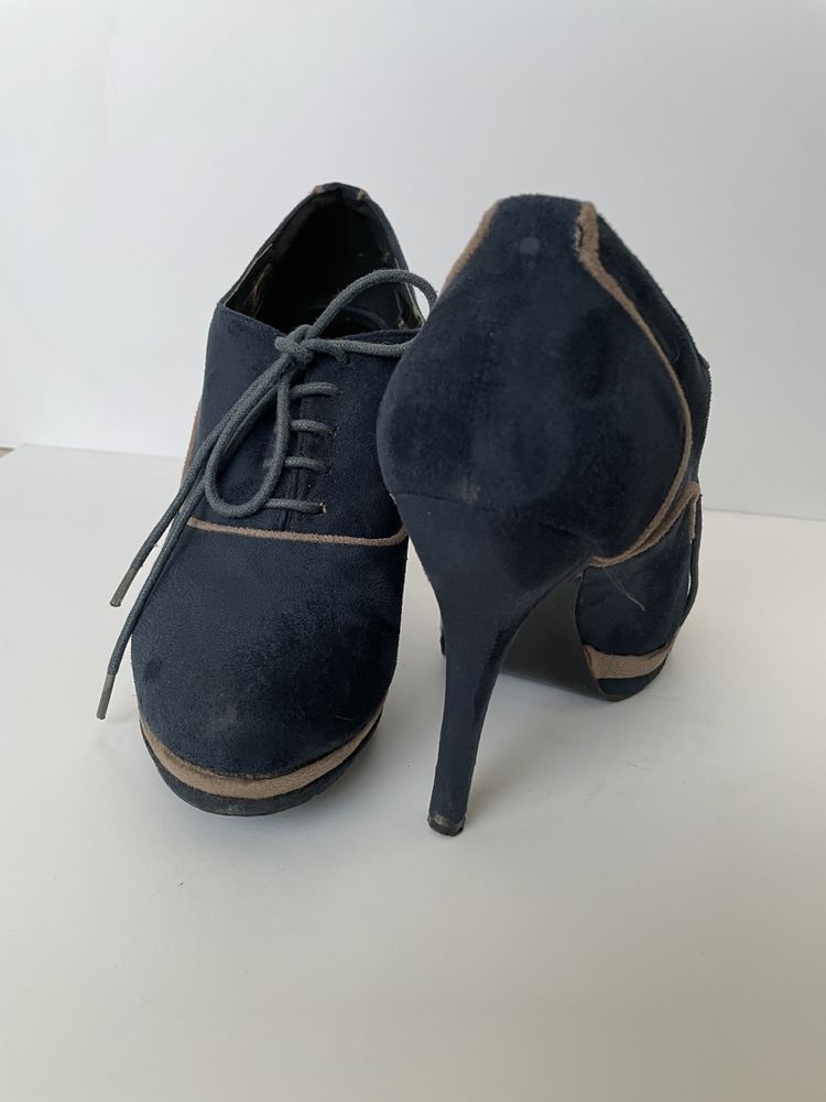 Botine Bleumarin cu Siret, Comode, Toc Cui, 39