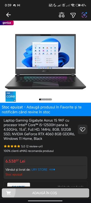 Laptop Gigabyte Aorus 15 9KF