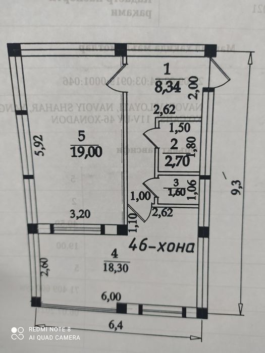 1 xona ballonlik 50 kvadratli 2-etaj yangi dom