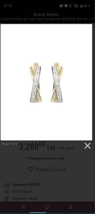 Cercei din aur 18 kt cu diamante naturale – eleganță atemporală