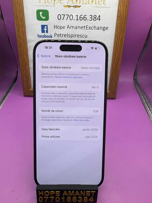 HOPE AMANET P2-Iphone 15 pro 128 GB/86 BAT