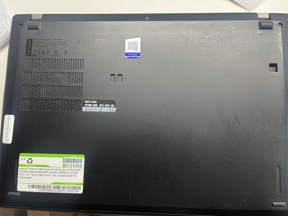 Lenovo thinkpad x395 ryzen 5 / 256gb ssd / touchscreen / 8gb ram