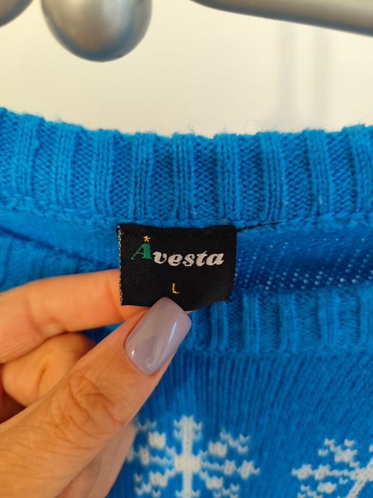 Pulover albastru de Crăciun Avesta