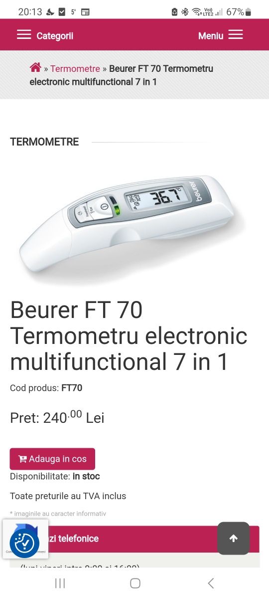 Termometru digital Beurer FT 70 7 in 1