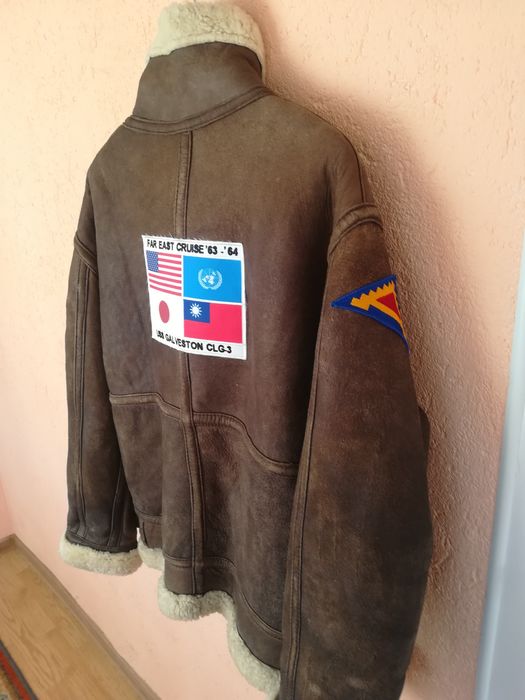 Geaca piele bărbați blana Aviator Raker Xl