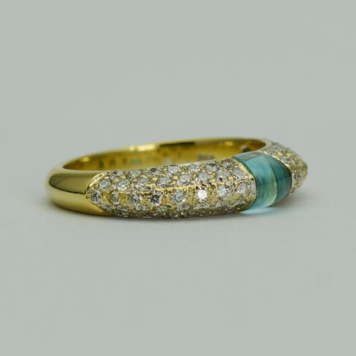Inel din aur galben cu diamante si topaz (cod 3687)