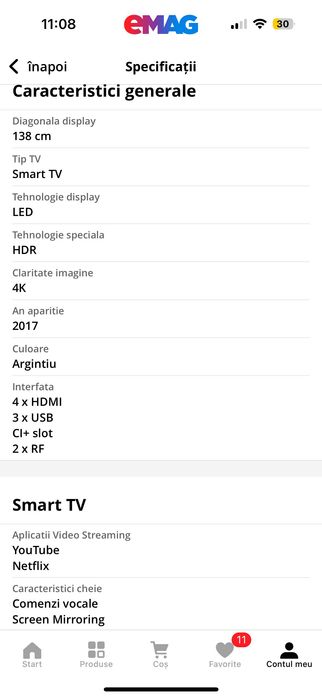 Televizor LED Curbat Smart Samsung, 138 cm