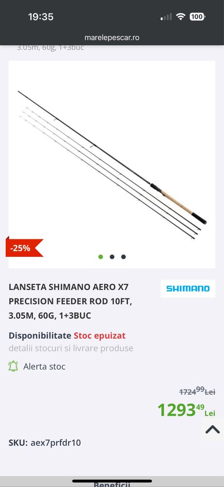 Vand Lanseta SHIMANO AERO X7 pecision feeder 10FT, 3m, 60G