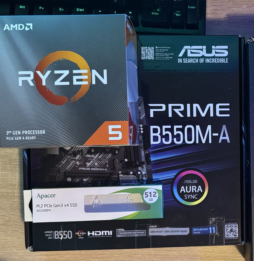 Бял геймърски компютър Ryzen 3600, RX6500XT 4gb, 16 Ram, 512 SSD, 500w