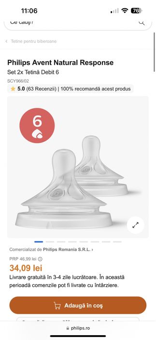 Philips Avent Natural Response Set 2x Tetină Debit 6