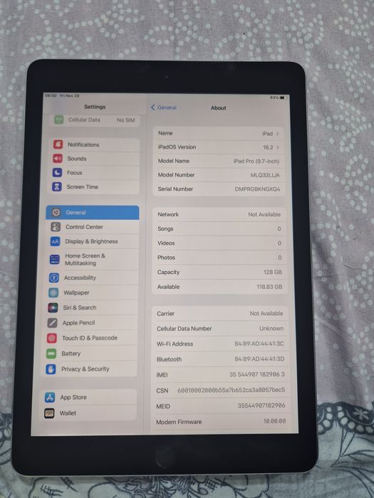 Ipad Pro 9.7 inch LLA.128 GB