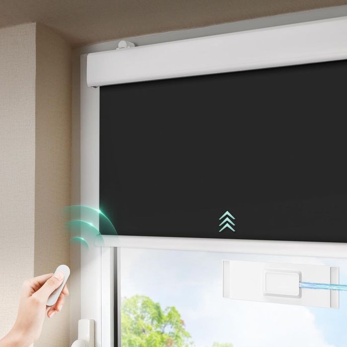 Jaluzele electrice solare inteligente DENFOON 50 cm x 170 cm, negre