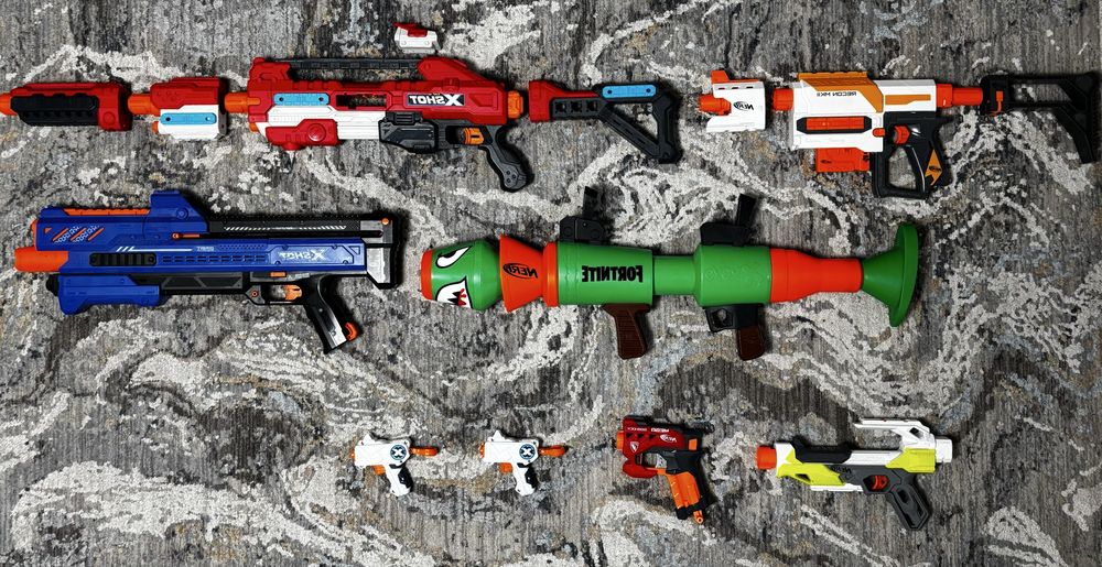 Set puști Nerf & X-Shot – pachet complet – funcționale