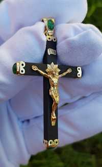 Cruce de aur 14k și smarald natural