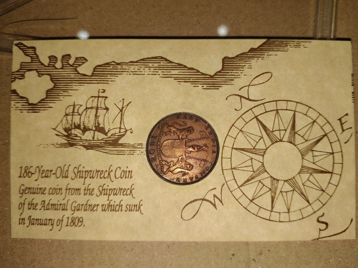 Монета 1809г с корабля Адмирал Гарднер