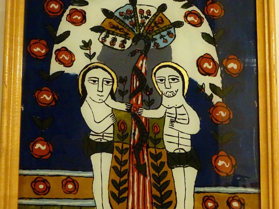 Icoana pe sticla ‘Adam si Eva’, zugrav Feur Gheorghe, din Nicula