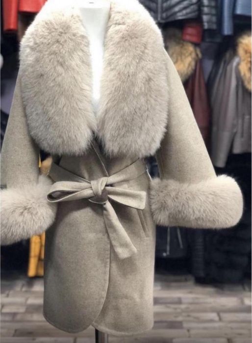 Palton lana Alpaca si blana naturala