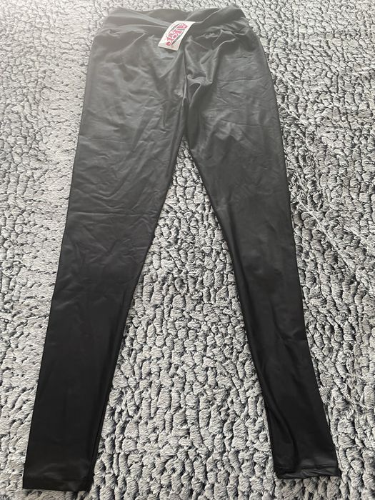 Colanti negri tip piele,L,talie inalta,modelatori,cu eticheta