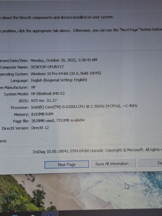 Laptop Hp 840 g3 , i5 gen6, ssd M2 256g , 8 g ddr4