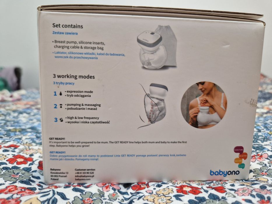 Pompă de sân electrică hands-free Babyono Shelly si tampoane de sani