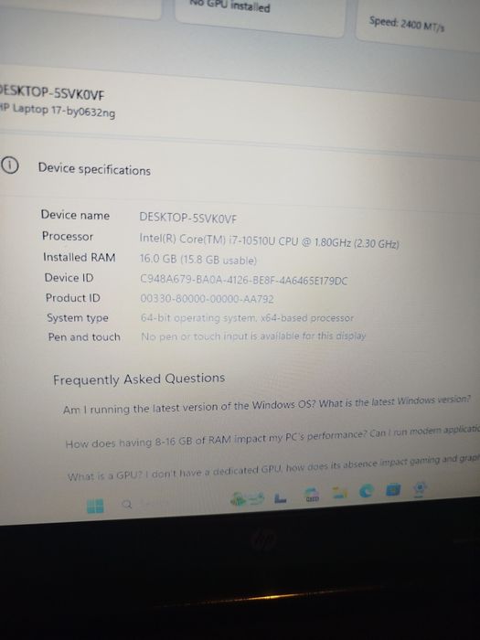 Laptop HP 17 i7-10510U, 17.3", Full HD, 16GB, SSD 512 nVme