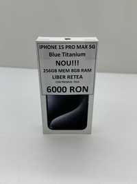 iPhone 15 Pro Max, 256GB, 5G, Blue Titanium Nou Sigilat Neactivat