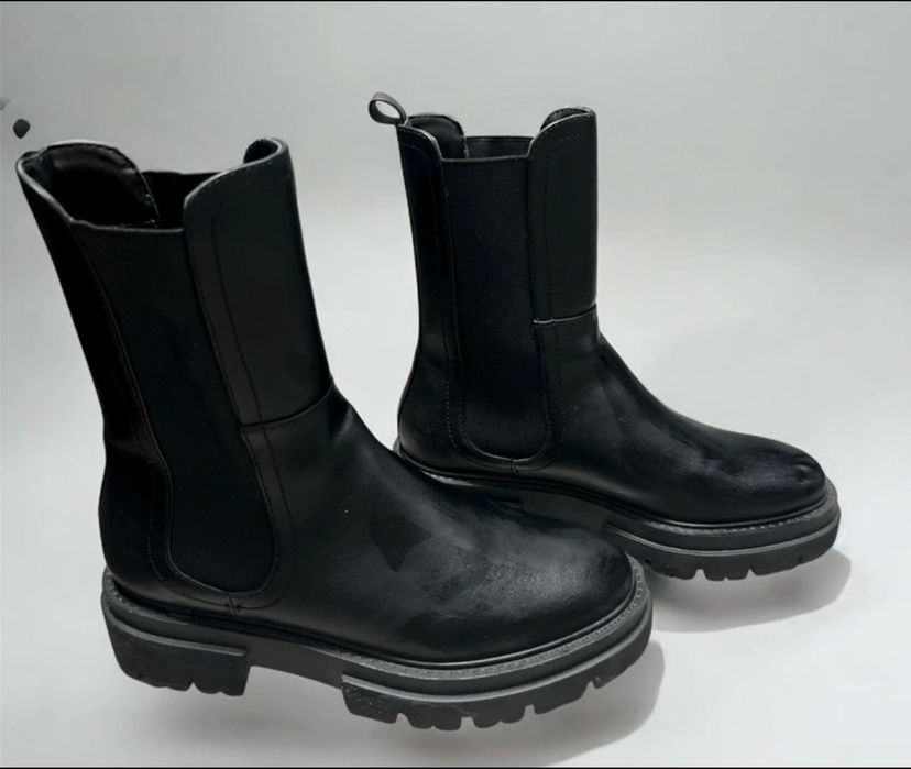 Ghete damă negre stil combat – talpă groasă