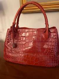 Geanta din piele rosie, Furla, model croco