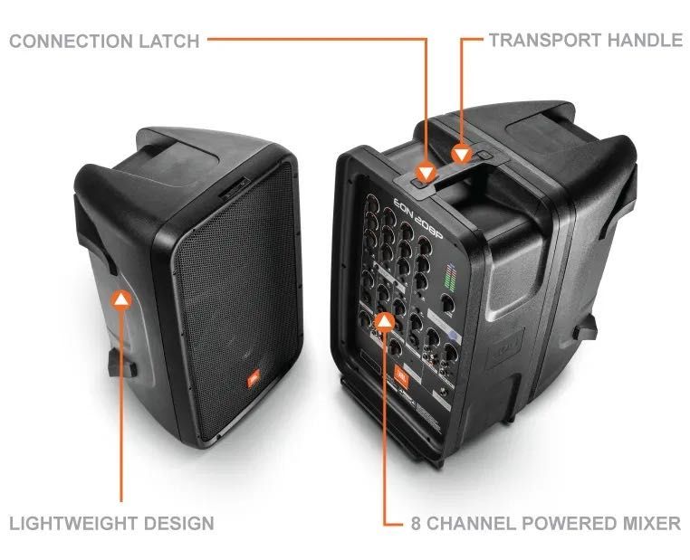 Boxe active JBL EON208P , 300W CU MIXER, portabile + stative