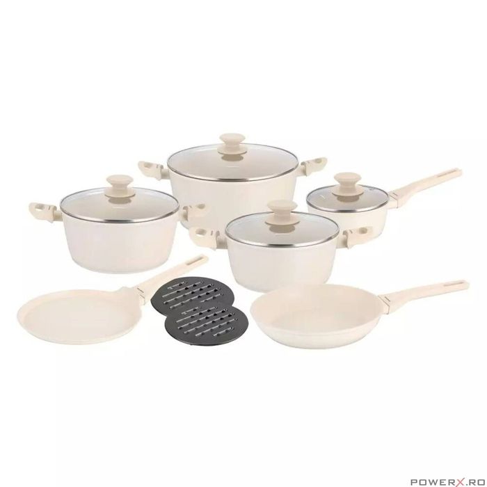 Set oale gatit, 12 piese, aluminiu cu invelis marmorat, 28/24/20/16