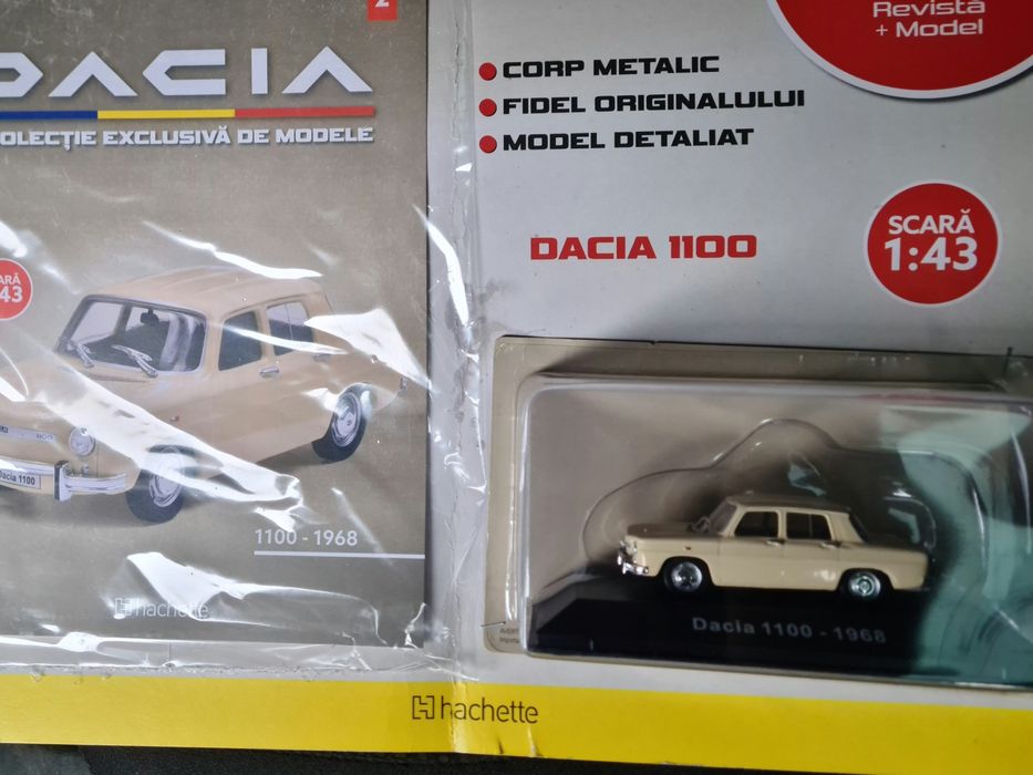 Machetă Dacia 1100 din 1968, ediția mașini Dacia, numărul 2, hachette