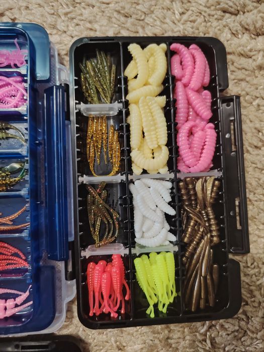 Lot 5 cutii meiho cu gume pentru pescuit păstrăv și clean