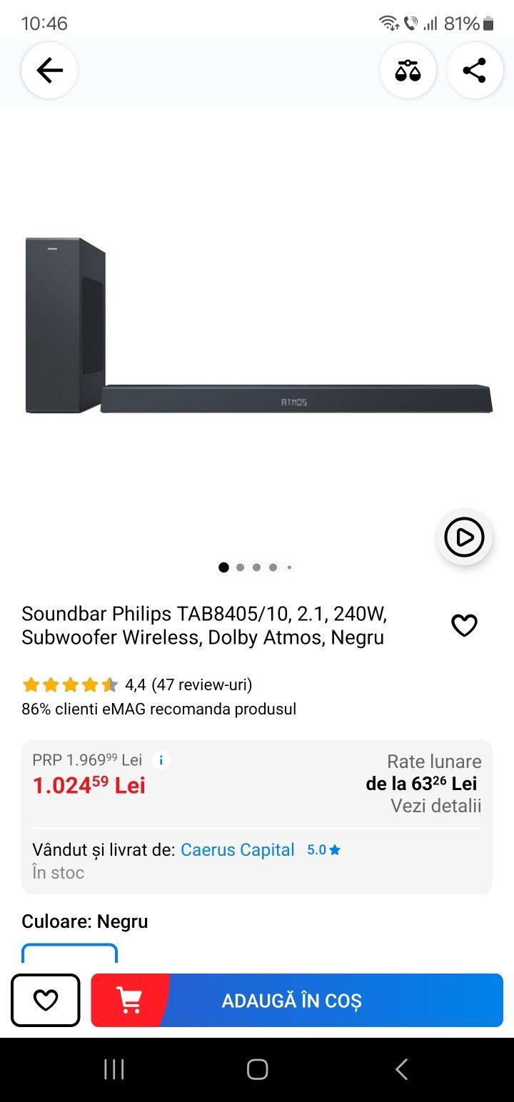 Soundbar Philips Tab8405 /10 2.1 ,240w