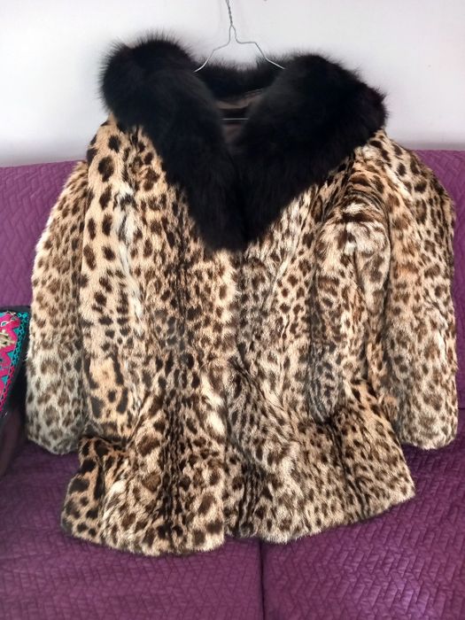Палто 3/4 от естествена леопардова кожа