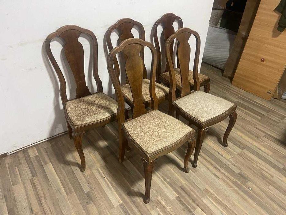 5 buc Scaun Vintage cu spatar inalt; Scaun din lemn