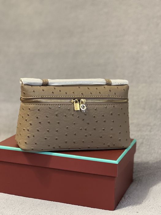 Бежова / khaki чанта lp19 щраусова кожа