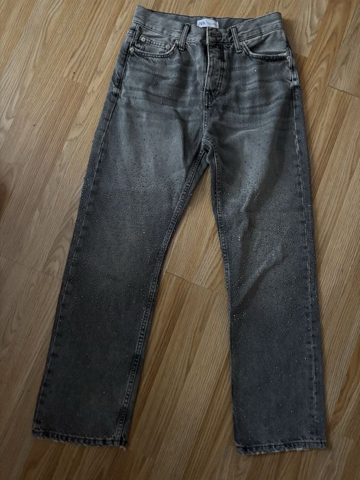ZARA сиви дънки с камъни блестящи