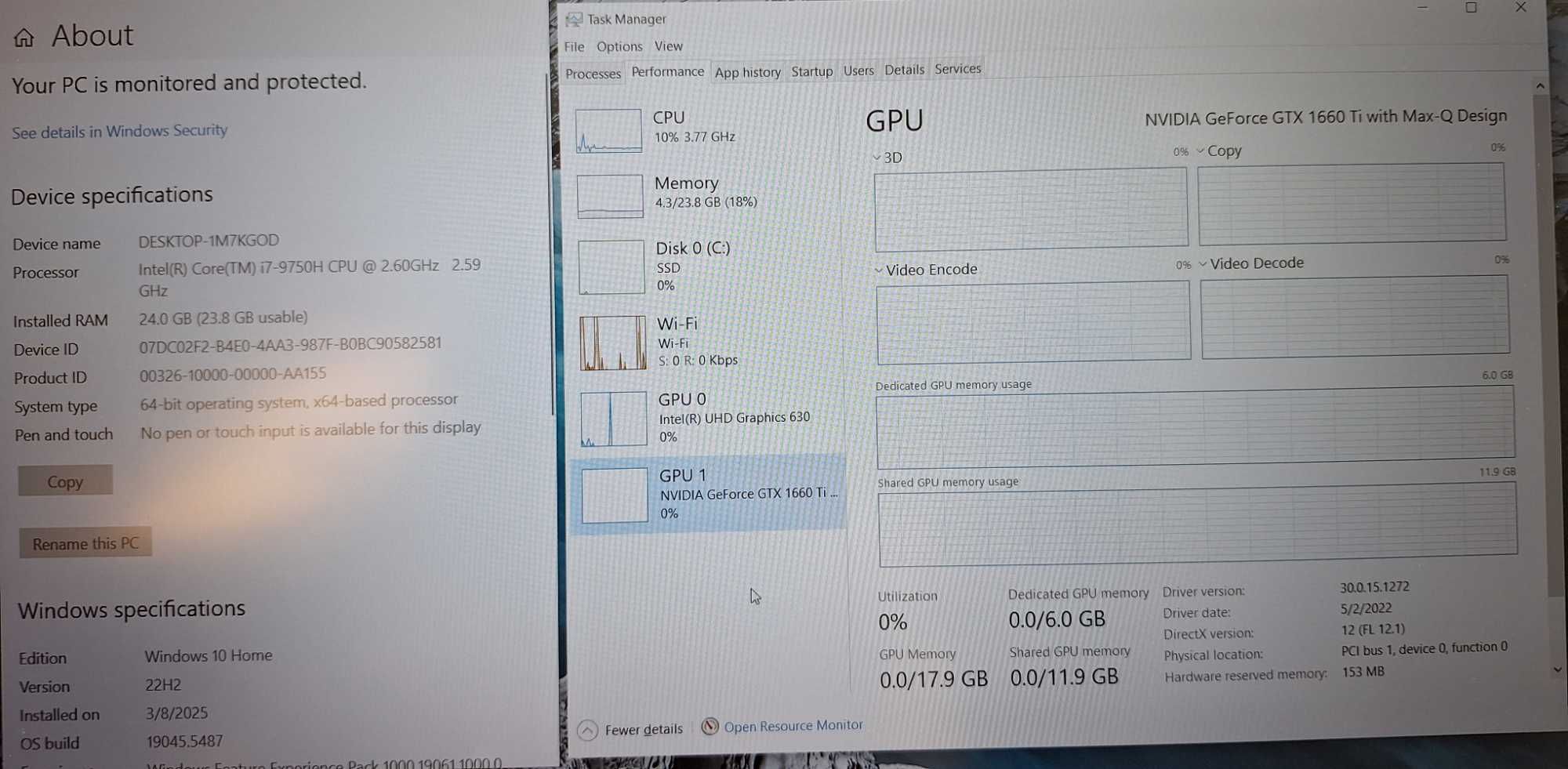 15.6' IPS Dell Core i7-9750H/GTX 1660Ti 6GB GDDR6/24GB/1TB SSD Gaming