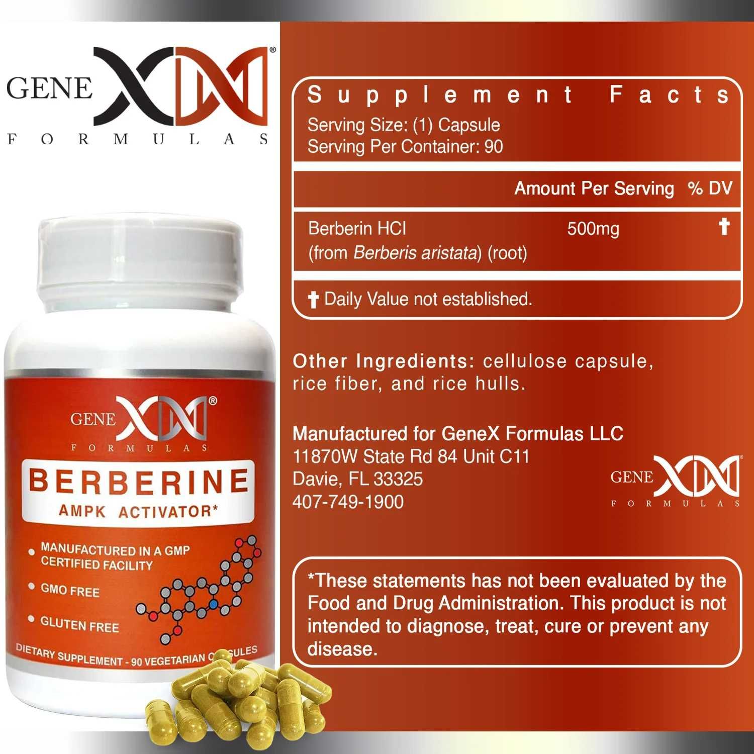 GENEX BERBERINE HCL 500 мг (90 капсул)