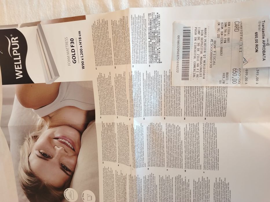 Saltea wellpur aproape noua