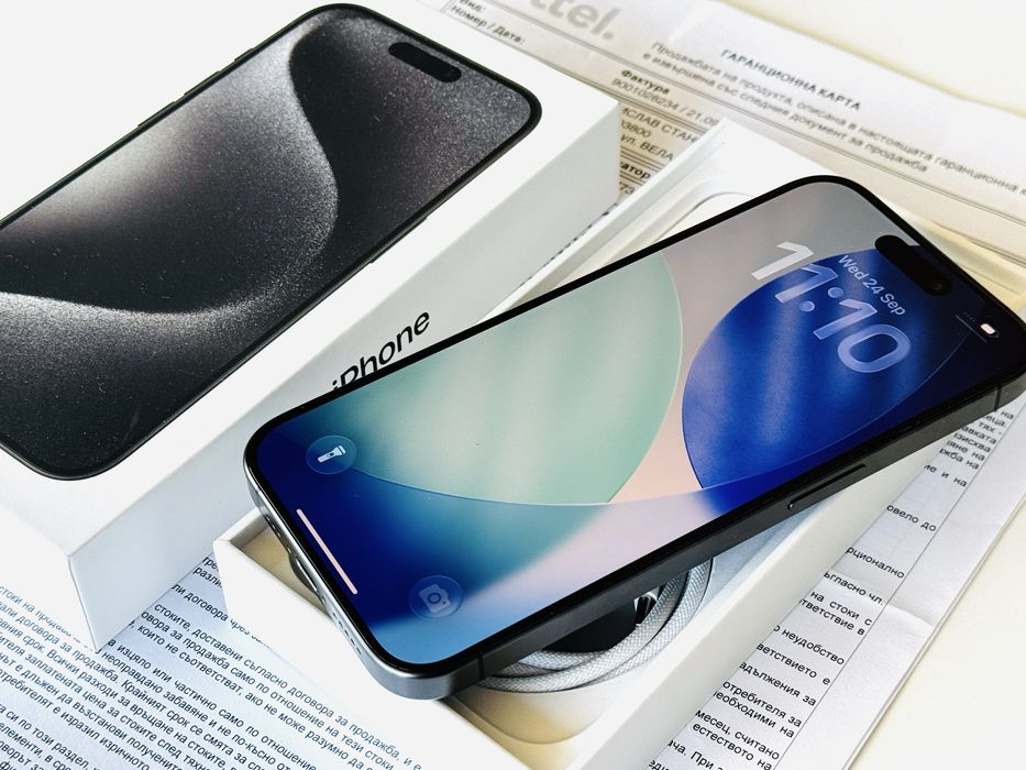Iphone 15 Pro 128GB Black Titanium Гаранция 1 година