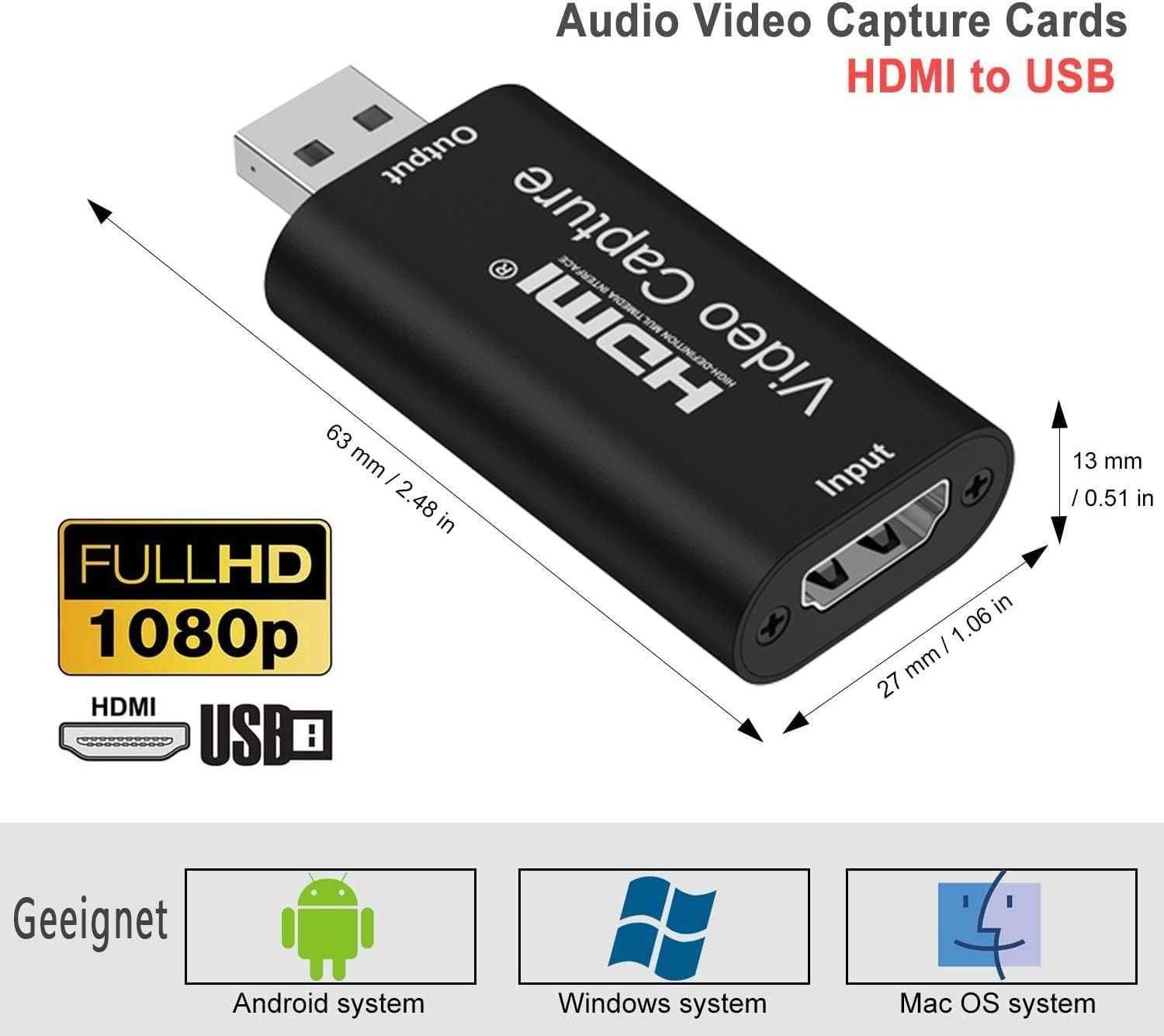 Видео Кепчър карта USB 3.0 флашка 4K аудио видео HDMI USB capture card