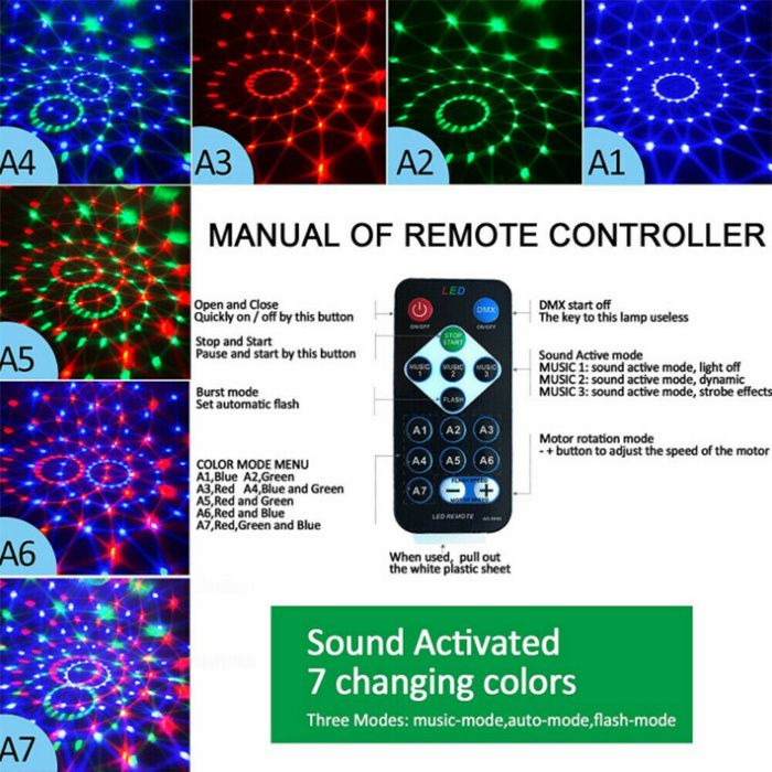 Proiector Laser Disco cu Senzor de Sunet, LED RGB Multicolor Nou!