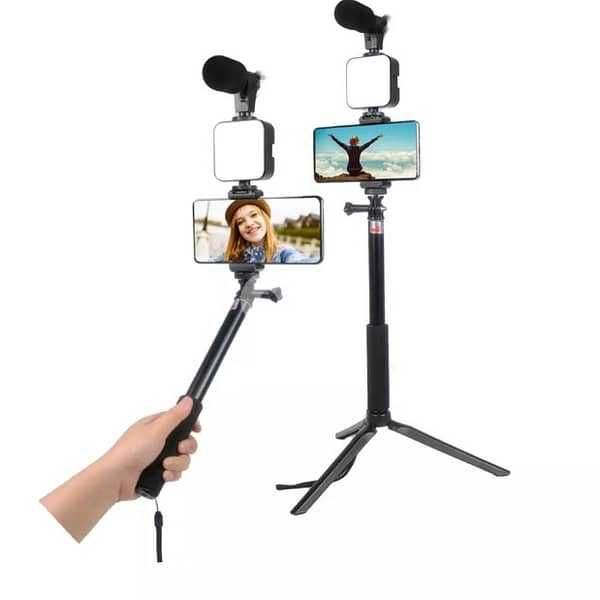 Kit video vlogging tripod telefon  LED puternic