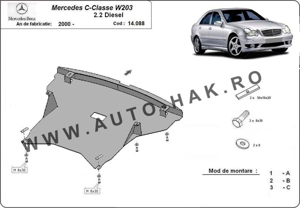 Scut motor metalic Mercedes C-Class W203 2.2 Diesel 2000-2007