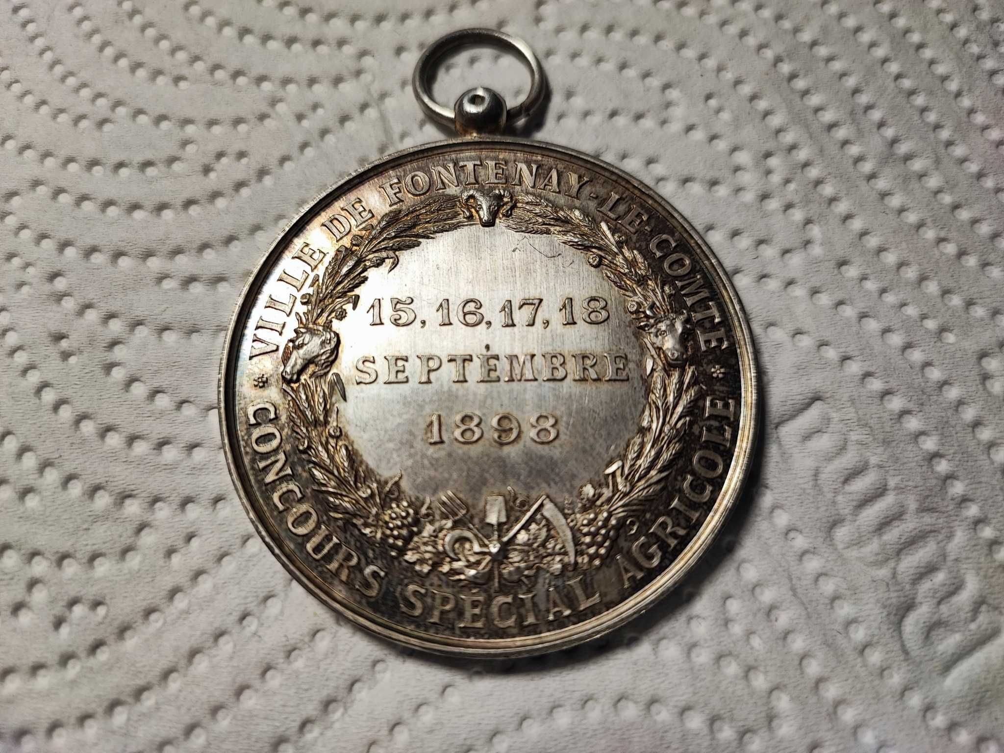 Medalie vintage argint franceza 1898