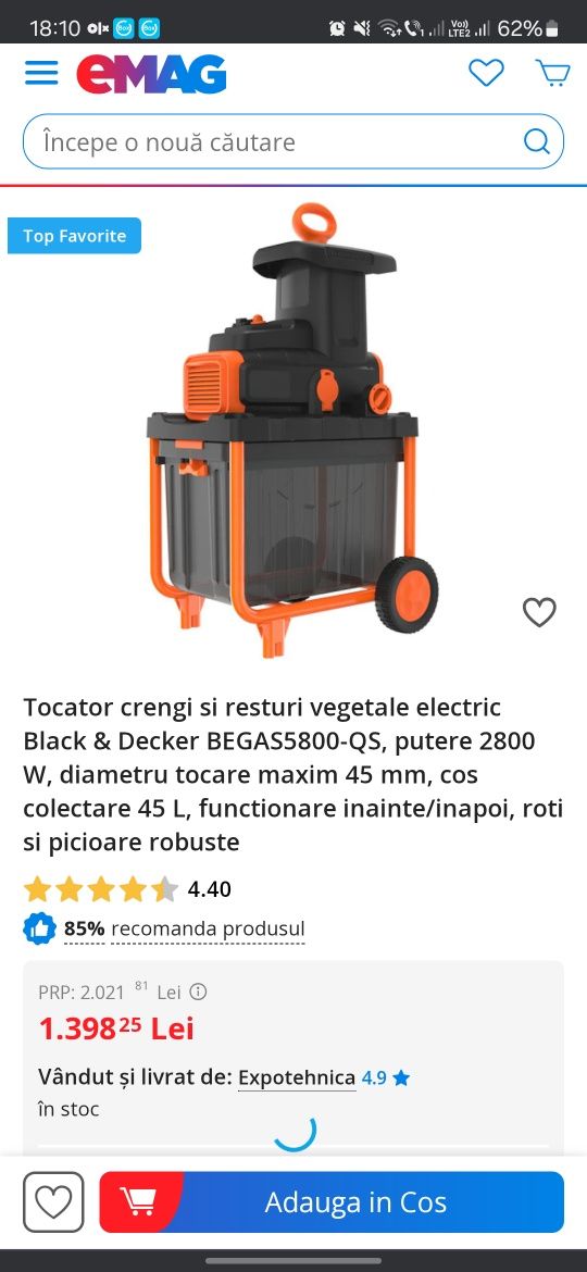 Tocător resturi vegetale BLACK &DECKER 2800W